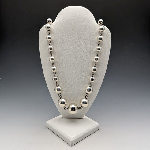 Vintage sterling silver large bead necklace 111g